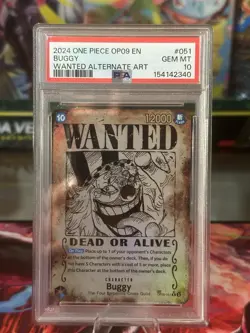 2024 One Piece Buggy Rare Wanted Alt Art Alternative #OP09-051 PSA 10 - Image 1