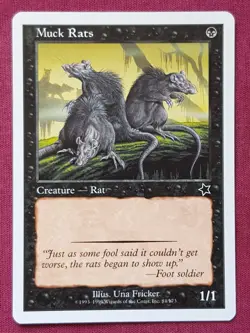 Magic The Gathering STARTER 1999 MUCK RATS black card MTG - Image 1