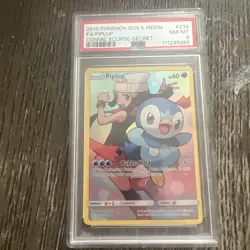 Pokemon TCG Piplup Holo Secret Rare Card Cosmic Eclipse 239/236 HP/Creased - Image 1
