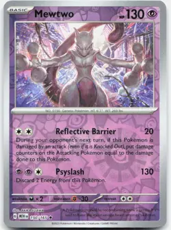 Mewtwo 150/165 Rare 151 Pokemon Reverse Holo Near Mint - Image 1