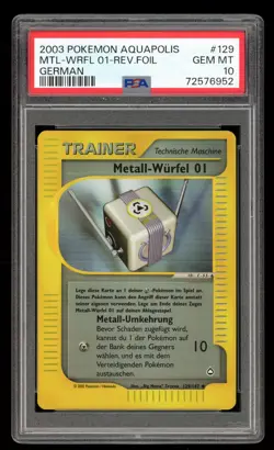 Metall-Wurfel 01 - Reverse Holo - #129 Aquapolis - Deutsch - PSA 10 Gem Mint - Image 1