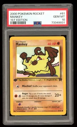Mankey - #61 Team Rocket 1. Edition - English - PSA 10 Gem Mint - Image 1