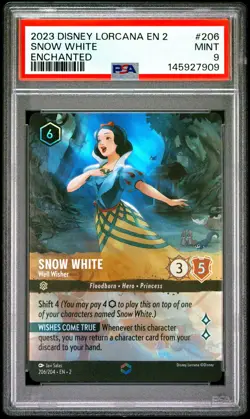 2023 DISNEY LORCANA EN 2-RISE OF THE FLOODBORN SNOW WHITE - WELL WISHER PSA 9 - Image 1