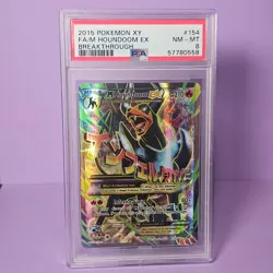 Pokemon M Houndoom EX 154/162 Full Art XY BREAKthrough PSA 8 NM-MT - Image 1