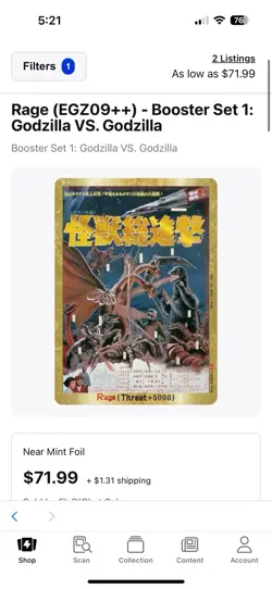 Godzilla card anger Destroy All Monsters PP Parallel Rage-GZ09++ Japanese - Image 3