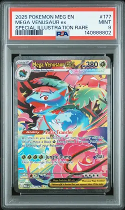 2025 Pokemon Mega Evolution Mega Venusaur EX Special Illustration Rare PSA 9 177 - Image 1