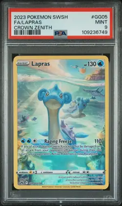2023 POKEMON SWORD & SHIELD CROWN ZENITH #GG05 FULL ART/LAPRAS PSA 9 - Image 1
