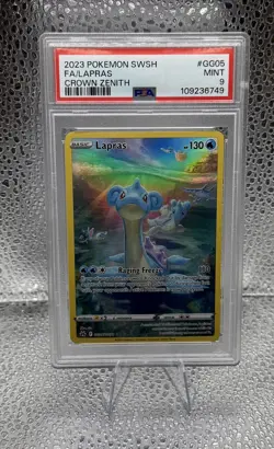 2023 POKEMON SWORD & SHIELD CROWN ZENITH #GG05 FULL ART/LAPRAS PSA 9 - Image 3