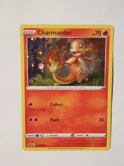 POKEMON CHARMANDER COSMOS HOLO WITH SWIRL SWSH092 MODERATE PLAY 2021 - Image 1