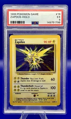 1999 Pokemon Zapdos-Holo Game #16 PSA 5 - Image 1