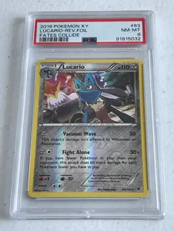 NM-MT Reverse Holo Lucario! PSA 8! 2016 Pokemon TCG XY Fates Collide #63 LOW POP - Image 1