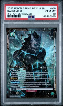 2025 Union Arena BT/KJ8 EN Kaiju No. 8 3 Star Serialized /100 PSA 10 - Image 1