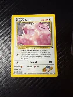 Pokemon TCG Koga's Ditto Holo Rare Card 10/132 Gym Challenge Unlimited NM - Image 1
