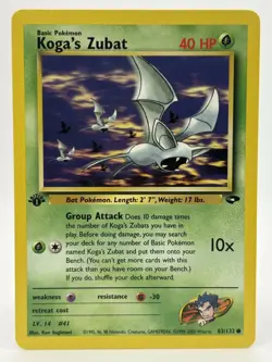 Pokemon TCG Koga’s Zubat 83/132 Gym Challenge 1st Edition VLP - Image 1
