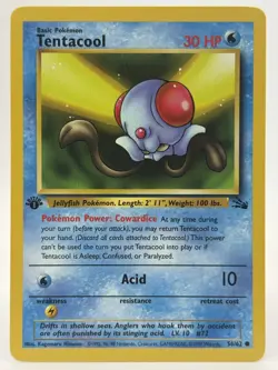 Pokemon TCG Tentacool 1st Edition 56/62 Fossil - LP - Image 1