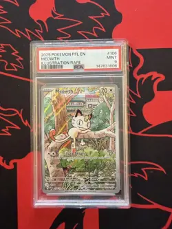 2025 POKEMON PFL EN-PHANTASMAL FLAMES ILLUSTRATION RARE #106 MEOWTH PSA 9 - Image 1