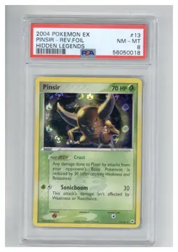 2004 Pokemon EX Hidden Legends 13 Pinsir-Reverse Foil PSA 8 - Image 1