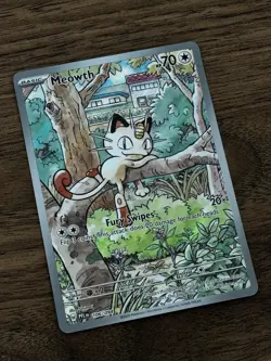 Pokemon TCG Scarlet Violet Phantasmal Flames Meowth 106/094 Illustration Rare NM - Image 2