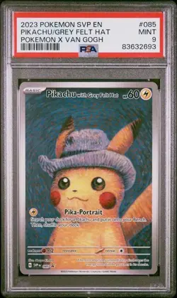 Pikachu with Grey Felt Hat PSA 9 MINT Van Gogh Promo SVP 085 Pokemon - Image 2