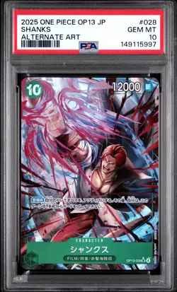Shanks #28 Japanese One Piece OP13 Alternate Art PSA 10 - Image 1
