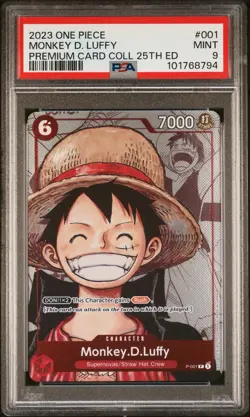 One Piece Monkey D. Luffy 25th Anniversary Alternate Art P-001 PR PSA 9 - Image 1