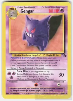 POKEMON GENGAR 20 FOSSIL UNLIMITED HP - Image 1