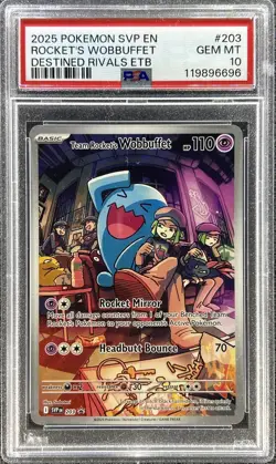Pokemon Destined Rivals Team Rocket's Wobbuffet #203 Black Star Promo 💎PSA 10💎 - Image 1