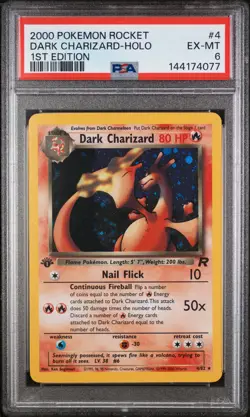 2000 POKEMON ROCKET 1ST EDITION #4 DARK CHARIZARD-HOLO PSA 6 - Image 1