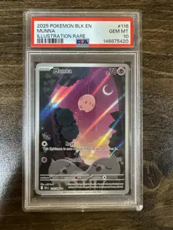 Pokemon TCG Black Bolt Munna 116/086 Illustration Rare Holo PSA 10 (EN) - Image 1
