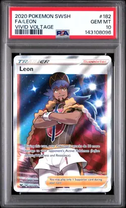 2020 POKEMON SWORD & SHIELD VIVID VOLTAGE #182 FULL ART/LEON PSA 10 - Image 1