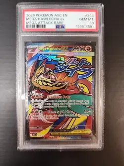 2026 POKEMON ASC EN-ASCENDED HEROES MEGA ATTACK RARE MEGA HAWLUCHA EX PSA 10 - Image 1