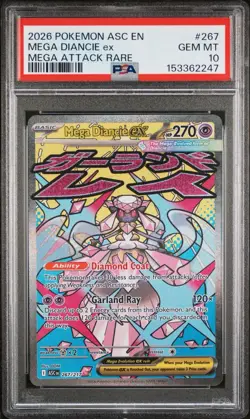 2026 POKEMON ASC EN-ASCENDED HEROES MEGA ATTACK RARE #267 MEGA DIANCIE EX PSA 10 - Image 1