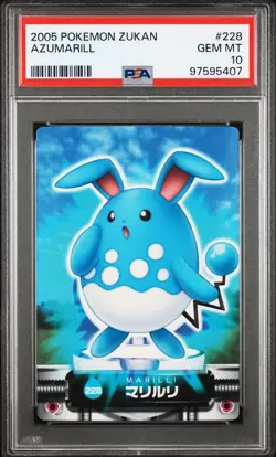 PSA 10 GEM MINT Azumarill #228 Carddass Zukan Advanced Gen. Bandai Pokemon POP 5 - Image 1