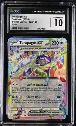 CGC 10 GEM MINT Terapagos ex 128/142 S&V Stellar Crown Double Rare Holo Pokemon - Image 1