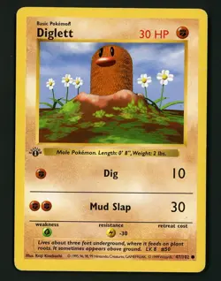 Diglett HP 47/102 - 1st Edition Base Set Shadowless - Pokemon 1999 (C) - Image 1
