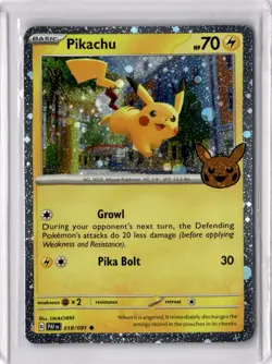 Pikachu 018/091 Common Paldean Fates Pokemon Reverse Holo Near Mint - Image 1