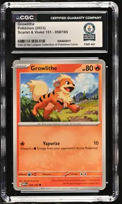 CGC World Record Breaks - 2023 Pokemon 151 Growlithe #058 (1 of 1) - Image 1