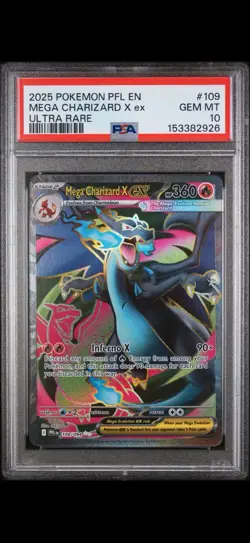 Pokemon Mega Evolution Phantasmal Flames Mega Charizard X EX Ultra Rare PSA 10 - Image 1