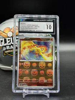 Moltres 146 Master Ball Reverse Holo 2023 Pokemon 151 sv2a JPN CGC 10 Gem (CE) - Image 1