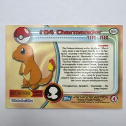 Pokemon Card - Charmander #04 - Topps Series 1 - Black Logo - LP - Image 2
