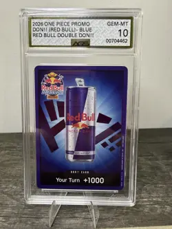 One Piece Red Bull DON!! 1k Blue Single Card Promo Foil Tournament Event AGS 10 - Image 1
