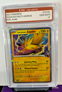 TEAM ROCKET'S ZAPDOS #70/182 RARE FOIL Pokemon 2025 Card GRADED 10 MINT TCG - Image 1