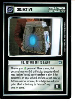 STAR TREK CCG DS9 RARE CARD HQ: RETURN ORB TO BAJOR ex - Image 1