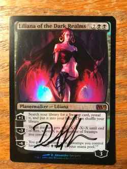 Magic the Gathering MTG foil Liliana of the Dark Realms M13 signed by Artist NM - Image 1