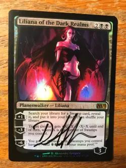 Magic the Gathering MTG foil Liliana of the Dark Realms M13 signed by Artist NM - Image 2