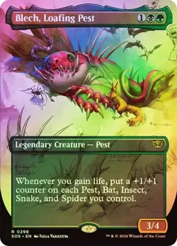 Blech, Loafing Pest Foil Borderless Secrets of Strixhaven NM MTG - Image 1