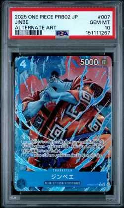 ONE PIECE JAPANESE PRB02-THE BEST- VOL.2 #007 JINBE ALTERNATE ART PSA 10 - Image 1