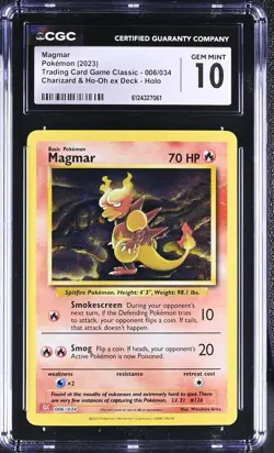 Magmar 006/034 Trading Card Game Classic Holo Mint CGC 10! - Image 1