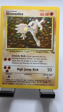 Hitmonlee 7/62 Holo Rare Fossil Set Vintage Pokemon Card WOTC - Image 1