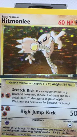 Hitmonlee 7/62 Holo Rare Fossil Set Vintage Pokemon Card WOTC - Image 2